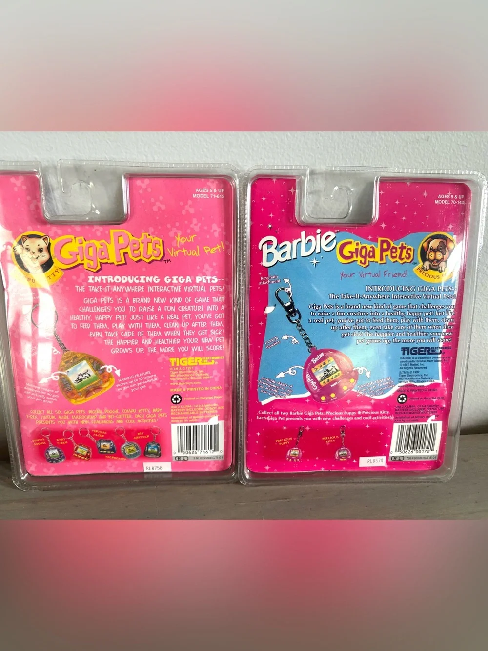 Vtg 1997 Tiger Electronics Giga Pets Virtual Compu Kitty & Barbie Precious Puppy